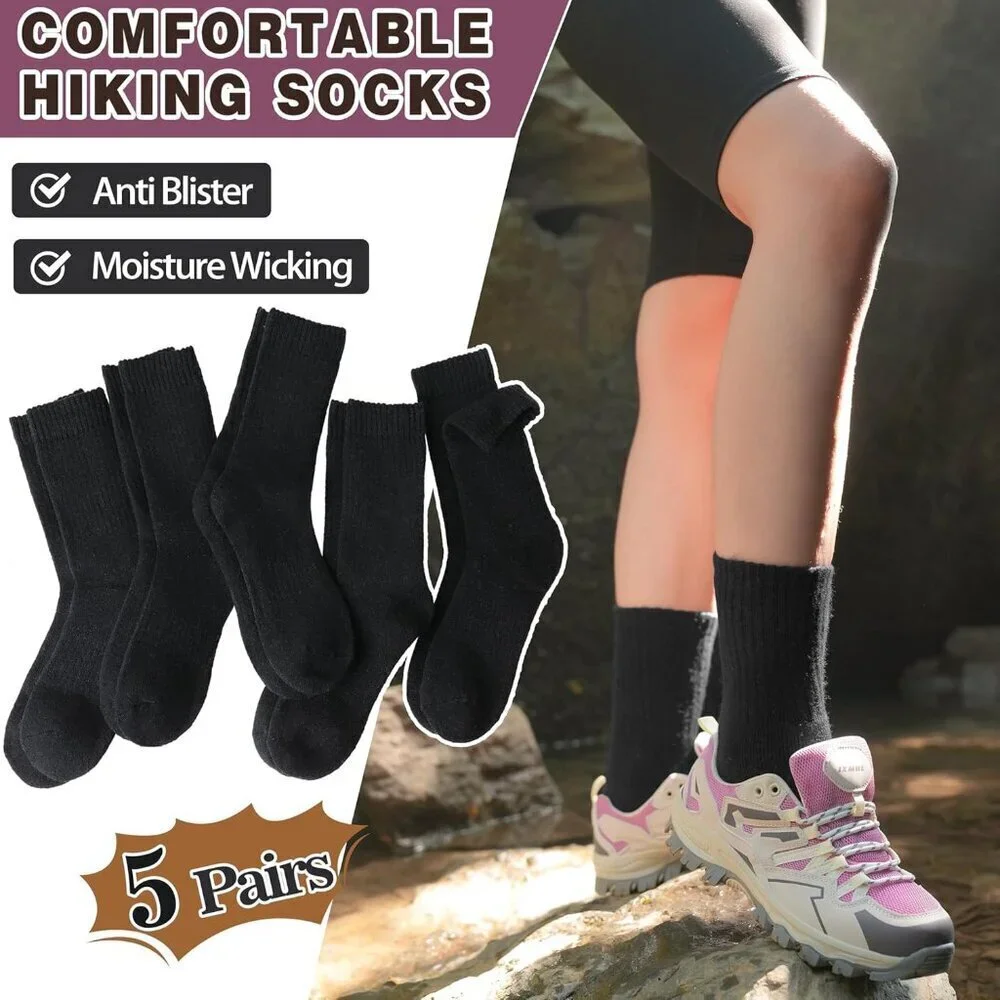 Women's Black B Merino Wool Hiking Warm Winter Cozy Comfy Boot Socks